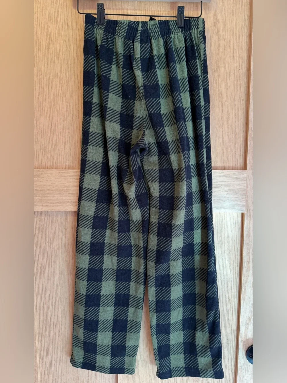 Kids Plaid Jogger Pants in Olive Green and Black